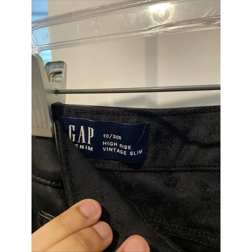 NWT The Gap 10/30r Straight Black Pleather Pants PU Stretch vegan leather - Picture 7 of 10